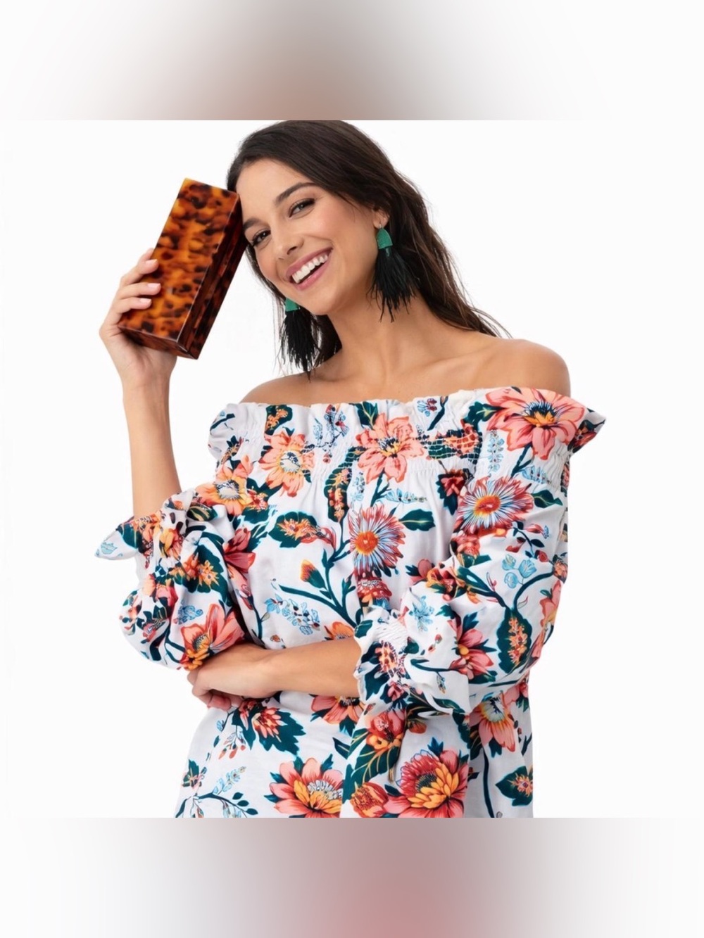 NWT Tuckernuck Marguerite Off-The-Shoulder Floral Smocked Blouse Top
MSRP $178